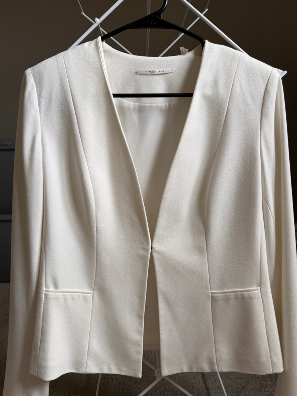 T Tahari Cream Open-Front Women's Blazer